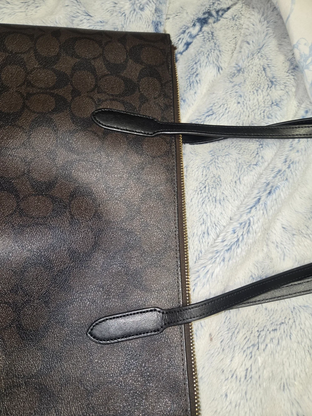 Coach Signature Brown Tote Bag with Black Straps - Picture 9 of 14